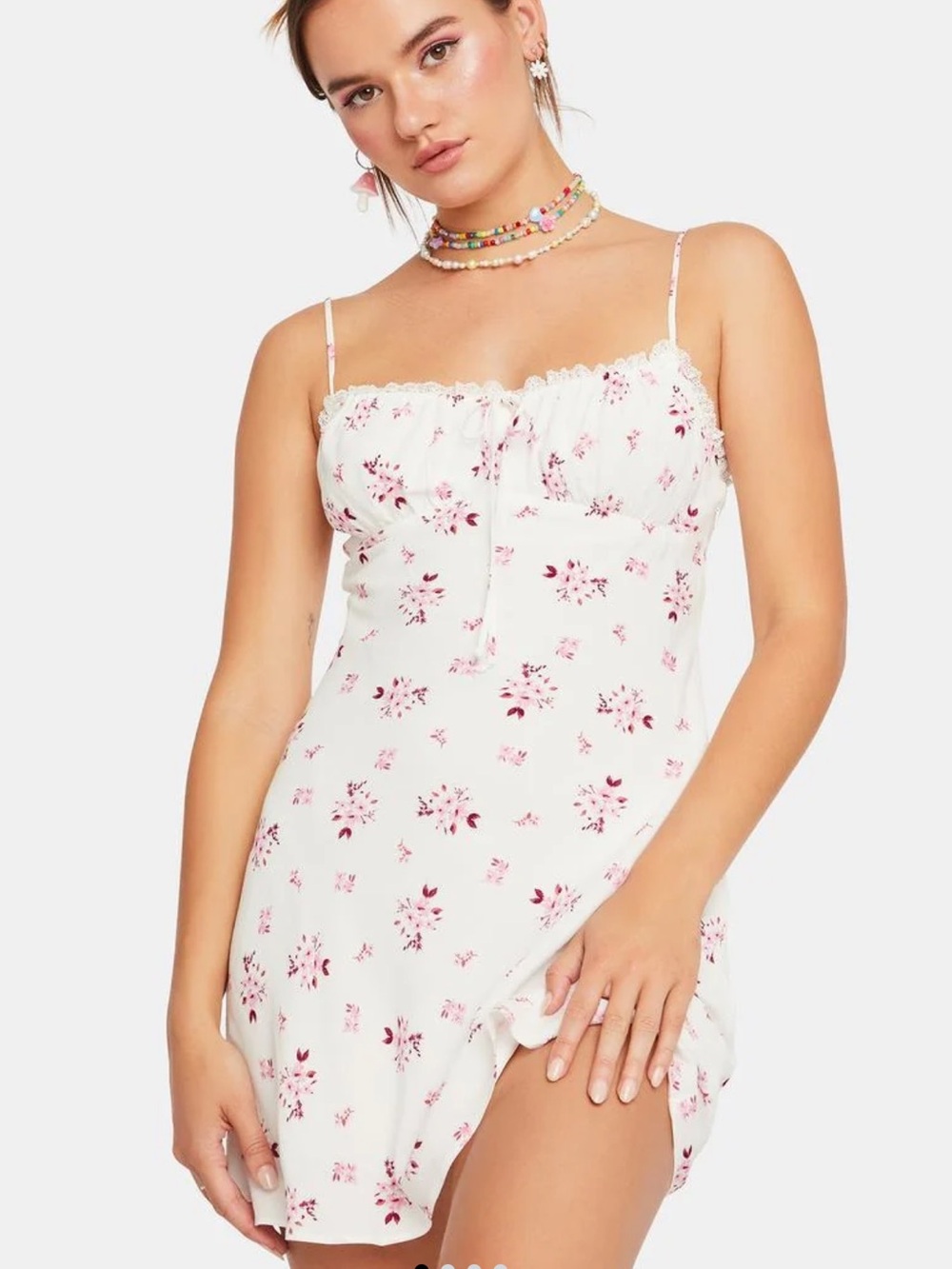 Cotton Candy LA Rose Stained Kisses Floral Mini Dress Women’s Medium